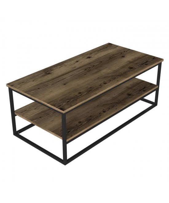 Τραπεζάκι Σαλονιού ArteLibre MYKONOS Σκούρο Καφέ/Μαύρο Μοριοσανίδα/Μελαμίνη/Μέταλλο 120x60x43cm