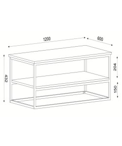 Τραπεζάκι Σαλονιού ArteLibre MYKONOS Σκούρο Καφέ/Μαύρο Μοριοσανίδα/Μελαμίνη/Μέταλλο 120x60x43cm
