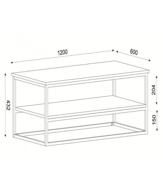 Τραπεζάκι Σαλονιού ArteLibre MYKONOS Σκούρο Καφέ/Μαύρο Μοριοσανίδα/Μελαμίνη/Μέταλλο 120x60x43cm