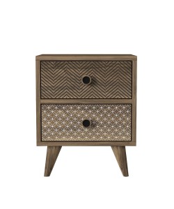 Κομοδίνο ArteLibre KALYMNOS Καρυδί Με Σχέδιο 40x30x48cm