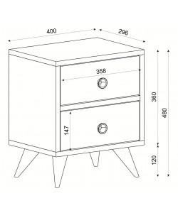 Κομοδίνο ArteLibre KALYMNOS Καρυδί Με Σχέδιο 40x30x48cm