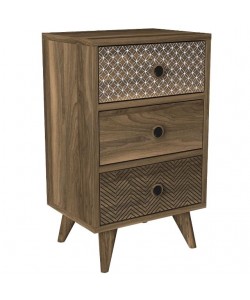 Κομοδίνο ArteLibre KALYMNOS Καρυδί Με Σχέδιο 40x30x65cm