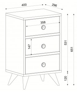Κομοδίνο ArteLibre KALYMNOS Καρυδί Με Σχέδιο 40x30x65cm