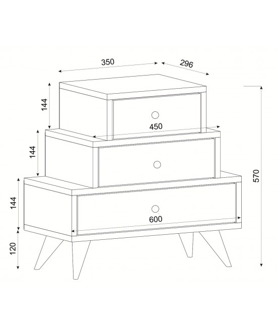 Κομοδίνο ArteLibre LIDYA Σκούρο Καφέ Με Σχέδιο 60x30x57cm