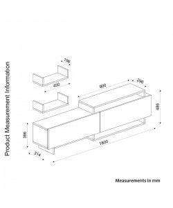 Σύνθετο ArteLibre WENDY Καρυδί/Ανθρακί 180x31.4x48.6cm
