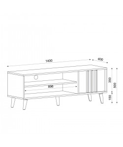 Έπιπλο Τηλεόρασης ArteLibre ANDROS Φυσικό/Ανθρακί Μοριοσανίδα/Μελαμίνη 140x40x50cm