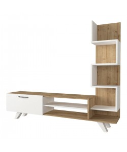 Σύνθετο Τηλεόρασης ArteLibre KEROS Λευκό/Φυσικό Μοριοσανίδα/Μελαμίνη 150x30x132cm
