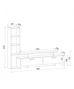 Έπιπλο Τηλεόρασης ArteLibre ELASA Λευκό/Cordoba Μοριοσανίδα/Μελαμίνη 168x31x120cm