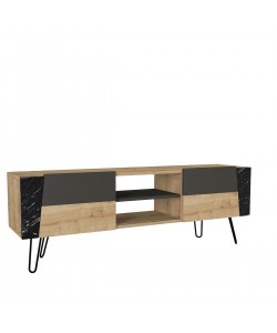 Έπιπλο Τηλεόρασης ArteLibre DIAPOROS Φυσικό/Μαύρο/Ανθρακί Μοριοσανίδα/Μελαμίνη 150x52x35cm