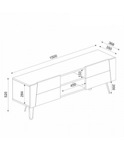 Έπιπλο Τηλεόρασης ArteLibre DIAPOROS Φυσικό/Μαύρο/Ανθρακί Μοριοσανίδα/Μελαμίνη 150x52x35cm