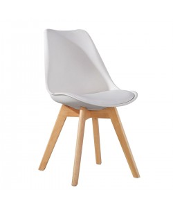 Καρέκλα ArteLibre GROUGH Λευκό PP/PU/Ξύλο 49x56x83cm Καρέκλα ArteLibre GROUGH Λευκό PP/PU/Ξύλο 49x56x83cm