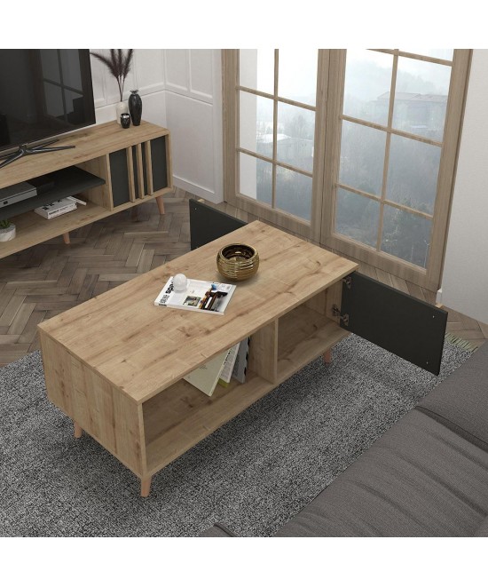 Τραπεζάκι Σαλονιού ArteLibre ANDROS Φυσικό/Ανθρακί Μοριοσανίδα/Μελαμίνη 120x60x45cm