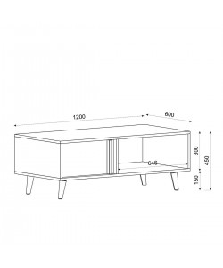 Τραπεζάκι Σαλονιού ArteLibre ANDROS Φυσικό/Ανθρακί Μοριοσανίδα/Μελαμίνη 120x60x45cm