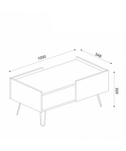 Τραπεζάκι Σαλονιού ArteLibre SERIFOS Φυσικό/Μαύρο Μοριοσανίδα/Μελαμίνη 100x55x45cm