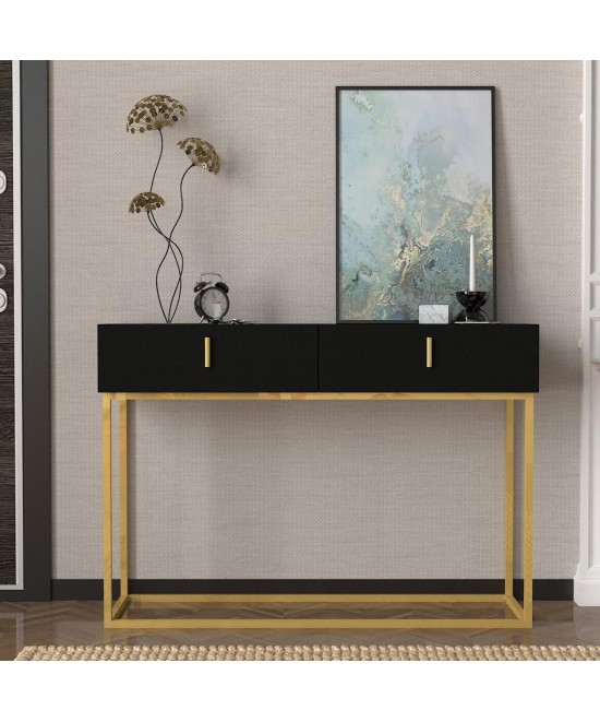 Κονσόλα ArteLibre MYKONOS Μαύρο/Μπρονζέ Μοριοσανίδα/Μελαμίνη/Μέταλλο 120x37x84cm