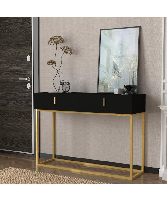 Κονσόλα ArteLibre MYKONOS Μαύρο/Μπρονζέ Μοριοσανίδα/Μελαμίνη/Μέταλλο 120x37x84cm
