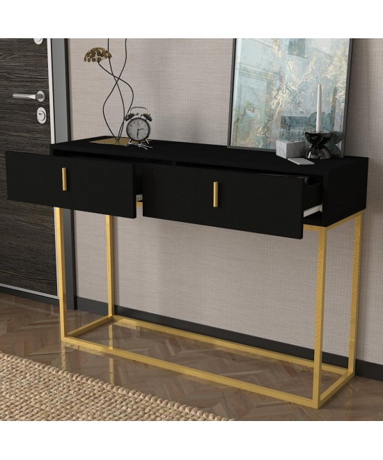 Κονσόλα ArteLibre MYKONOS Μαύρο/Μπρονζέ Μοριοσανίδα/Μελαμίνη/Μέταλλο 120x37x84cm