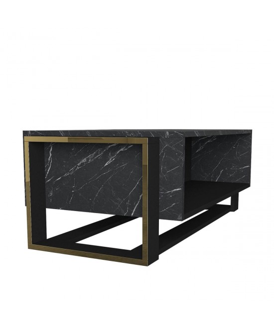 Τραπεζάκι Σαλονιού ArteLibre LEVITHA Μαύρο Μοριοσανίδα/Μελαμίνη 108x60x40cm