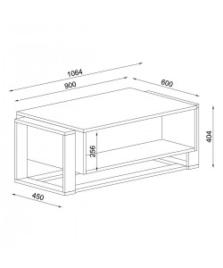 Τραπεζάκι Σαλονιού ArteLibre LEVITHA Μαύρο Μοριοσανίδα/Μελαμίνη 108x60x40cm