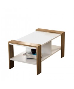 Τραπεζάκι Σαλονιού ArteLibre ARSIDA Λευκό/Καρυδί Μοριοσανίδα/Μελαμίνη 90x60x42cm
