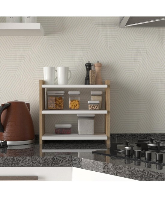 Ράφι Επιτραπέζιο ArteLibre ABELL Λευκό/Φυσικό Μοριοσανίδα/Μελαμίνη 44x17x40cm