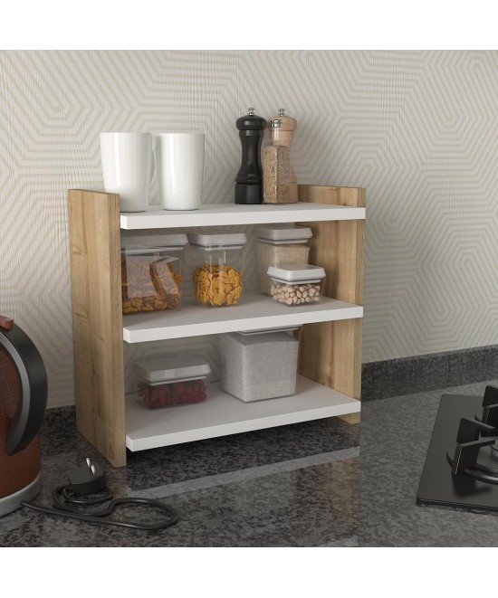 Ράφι Επιτραπέζιο ArteLibre ABELL Λευκό/Φυσικό Μοριοσανίδα/Μελαμίνη 44x17x40cm