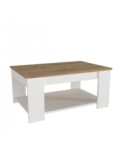 Τραπεζάκι Σαλονιού ArteLibre ALDEN Λευκό/Φυσικό Μοριοσανίδα/Μελαμίνη 90x60x42cm