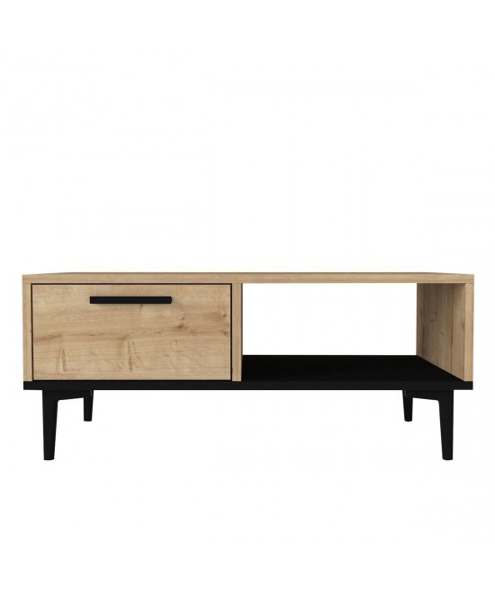 Τραπεζάκι Σαλονιού ArteLibre BANNO Φυσικό/Μαύρο Μοριοσανίδα/Μελαμίνη 90x60x38cm