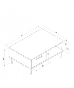 Τραπεζάκι Σαλονιού ArteLibre BANNO Φυσικό/Μαύρο Μοριοσανίδα/Μελαμίνη 90x60x38cm