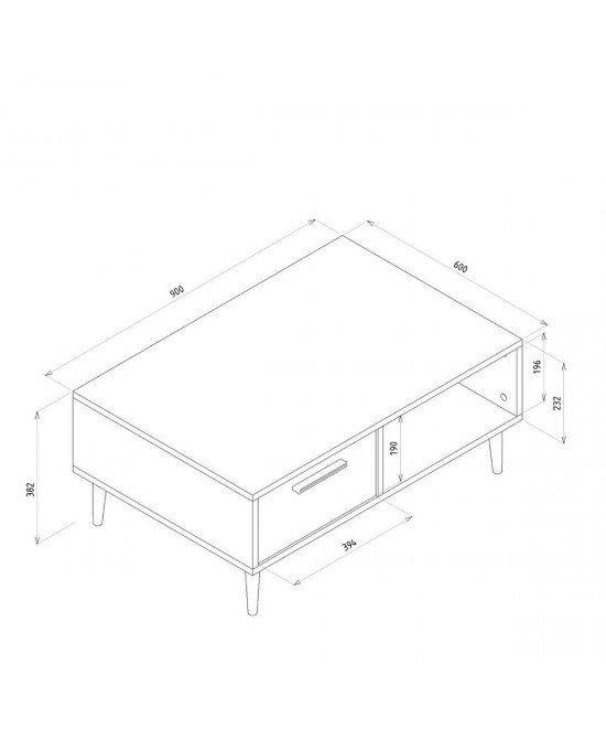 Τραπεζάκι Σαλονιού ArteLibre BANNO Φυσικό/Μαύρο Μοριοσανίδα/Μελαμίνη 90x60x38cm