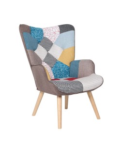 Πολυθρόνα ArteLibre BRIAR Πολύχρωμο Patchwork Ύφασμα/Ξύλο 73x69x96cm