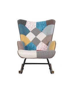 Πολυθρόνα Κουνιστή ArteLibre GERDA Patchwork Ύφασμα/Μέταλλο/Ξύλο 84x69x90cm