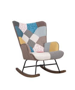 Πολυθρόνα Κουνιστή ArteLibre GERDA Patchwork Ύφασμα/Μέταλλο/Ξύλο 84x69x90cm