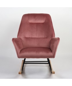 Πολυθρόνα Κουνιστή ArteLibre BERTIE Σάπιο Μήλο Βελούδο/Μέταλλο/Ξύλο 87x72x96cm