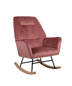 Πολυθρόνα Κουνιστή ArteLibre BERTIE Σάπιο Μήλο Βελούδο/Μέταλλο/Ξύλο 87x72x96cm