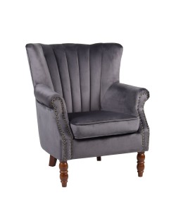 Πολυθρόνα ArteLibre FINN Γκρι Βελούδο/Ξύλο 72x76x78/44cm