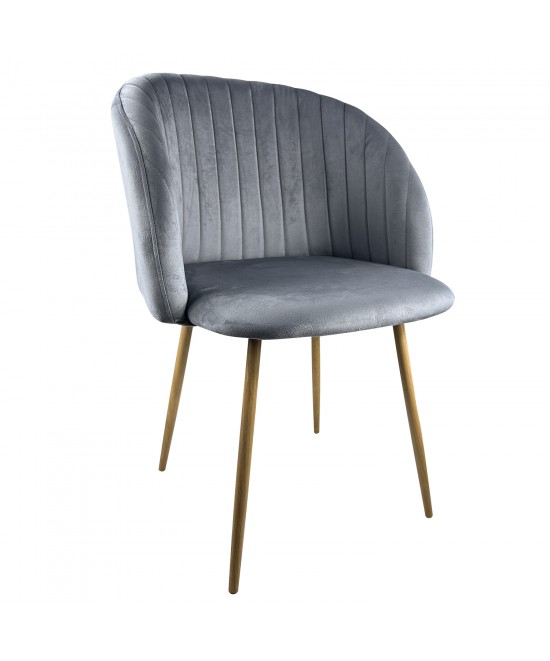 Καρέκλα ArteLibre KINGFISHER Γκρι Βελούδο/Μέταλλο/Ξύλο 54x55x83cm