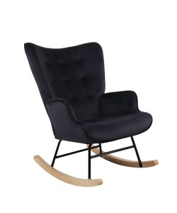 Πολυθρόνα Κουνιστή ArteLibre DARIA Μαύρο Βελούδο/Μέταλλο/Ξύλο 85x69x90cm