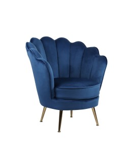 Πολυθρόνα ArteLibre FLORIAN Μπλε Βελούδο/Μέταλλο/Ξύλο 74x80x75cm
