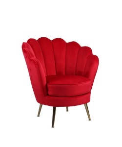 Πολυθρόνα ArteLibre FLORIAN Κόκκινο Βελούδο/Μέταλλο/Ξύλο 74x80x75cm