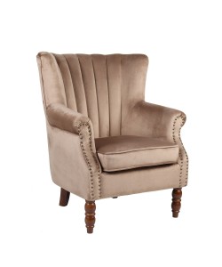 Πολυθρόνα ArteLibre FINN Καφέ Βελούδο/Ξύλο 72x76x78/44cm