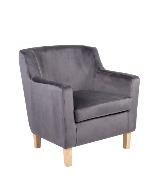 Πολυθρόνα ArteLibre TALIANNA Γκρι Βελούδο/Ξύλο 68x70x77cm