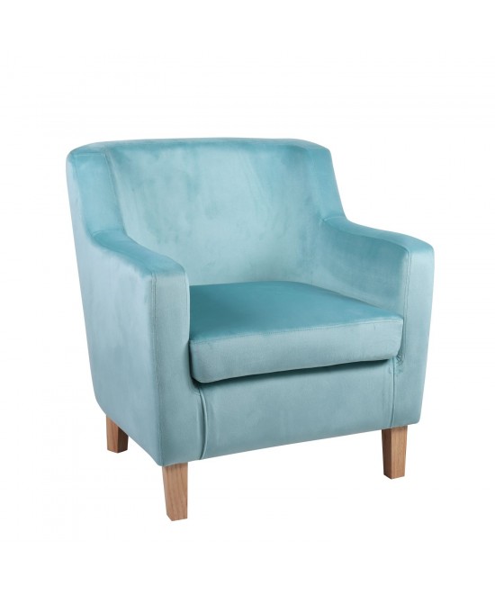 Πολυθρόνα ArteLibre TALIANNA Γαλάζιο Βελούδο/Ξύλο 68x70x77cm