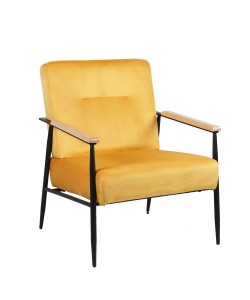 Πολυθρόνα ArteLibre ISILEE Κίτρινο Βελούδο/Μέταλλο/Ξύλο 76x66x87cm Πολυθρόνα ArteLibre ISILEE Κίτρινο Βελούδο/Μέταλλο/Ξύλο 76x66x87cm