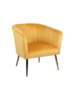 Πολυθρόνα ArteLibre TIANA Κίτρινο Βελούδο/Ξύλο 52x82x76cm