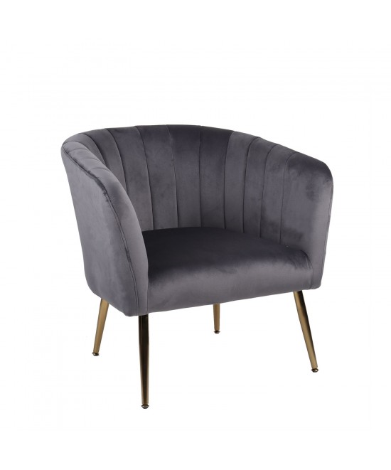 Πολυθρόνα ArteLibre TIANA Γκρι Βελούδο/Ξύλο 52x82x76cm