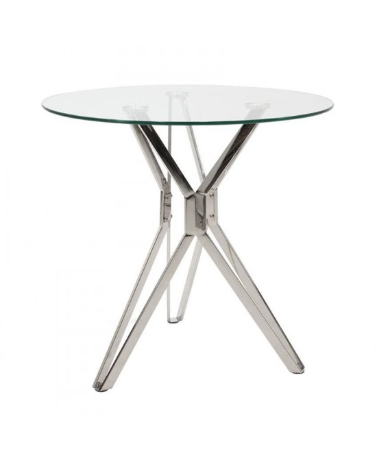 Τραπέζι ArteLibre BIHOR Διάφανο/Χρώμιο Γυαλί/Μέταλλο 80x80x75cm