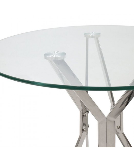 Τραπέζι ArteLibre BIHOR Διάφανο/Χρώμιο Γυαλί/Μέταλλο 80x80x75cm