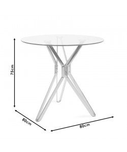 Τραπέζι ArteLibre BIHOR Διάφανο/Χρώμιο Γυαλί/Μέταλλο 80x80x75cm