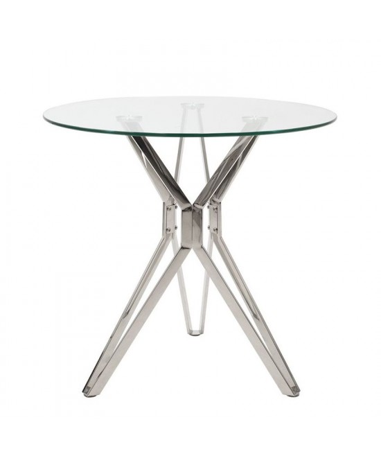 Τραπέζι ArteLibre BIHOR Διάφανο/Χρώμιο Γυαλί/Μέταλλο 80x80x75cm